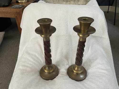 Wood and brass - candle, stick