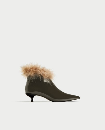 Zara women khaki faux - zara, fur
