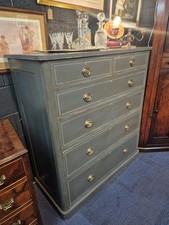 SPLENDID 19TH CENTURY MAHOGANY CHEST OF DRAWERS WITH LATER PAINT FINISH