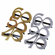  NOVELTY BIRTHDAY GLASSES GLITTER PARTY GLASSES GOLD SILVER  40TH 50TH 60TH 