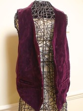Men's Vintage Style Velvet Waistcoat Vest Purple Burgundy Formal Double Breasted
