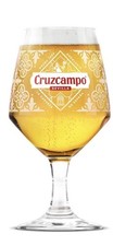 1x Cruzcampo Chalice Beer Glass Goblet One Pint 20oz Nucleated New 2024 CE M24