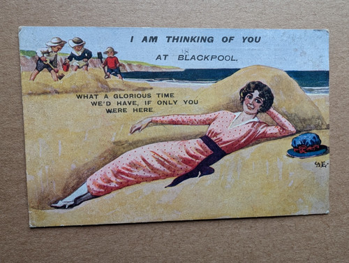 Old postcard woman - postcard, glamour