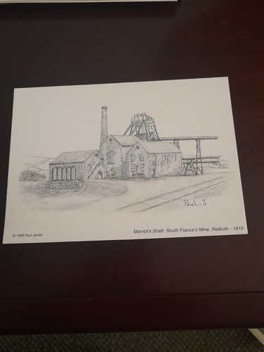 Pencil sketch postcard miners - postcard,