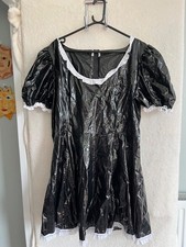 Black PVC Frilly Maids Dress