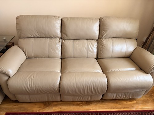 Beige leather piece - 3-piece, suite