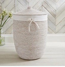 The White Company Whitewashed Seagrass Laundry Basket RRP£175