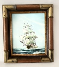 ORIGINAL Oil Painting by Rupert Hydan Hand Painted American Sailing Ship signed