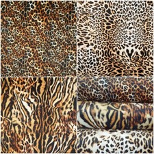 ANIMAL PRINT VELVET FABRIC Tiger Leopard Cheetah Cushions Upholstery Lampshades