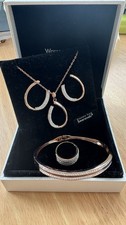 Warren James Rose Gold Set - Necklace Earrings Bangle & Ring With Swarovski