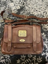 Genuine Brown Leather Jack Wills Satchel Crossbody Bag With Removable Strap