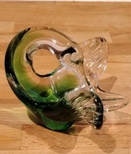 Vintage Murano/Murano Style Green And Clear Glass Swan