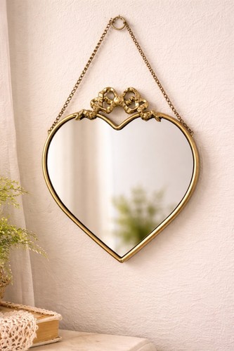 Gold heart shaped mirror - heart-shaped, small
