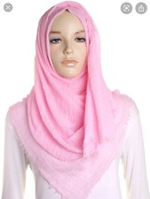 Crinkle Maxi Scarf Hijab Women Long Crimp Mix Cotton Shawl Wrap Frayed Edges