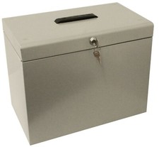 A4 Metal Silver File Filing Box Storage Lockable 5 Suspension Files Tidy File