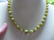 Art Deco Hand Knotted Scottish Iona Marble and Silver Necklace