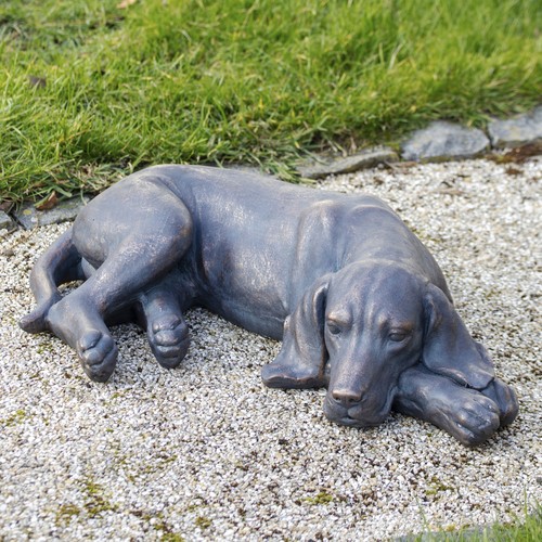 Grey content dog - content, sculpture