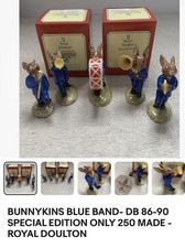 Royal Doulton Bunnykins Blue Band Figure DB86,87,88,89,90 Excellent Condition