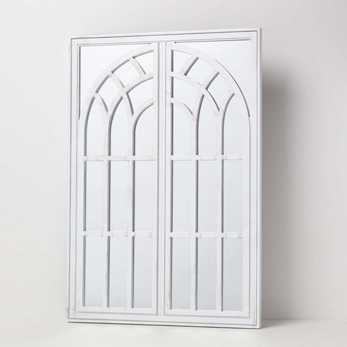 White arched distressed mirror - arched,