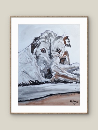 Bedlington whippet painting - bedlington,
