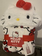 Hello Kitty Hooded Blanket Throw Red White  Very Soft Cosy Brand new Primak