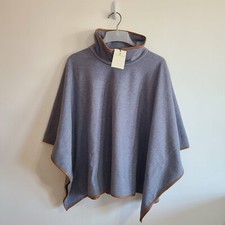 NWT Tuckernuck Women’s Leather Trim Funnel Piper Poncho One Size Slate Blue