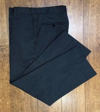 VARTEKS Black Grey Stripe Morning Wedding Suit Trousers W32 L29 Wool Mix Masonic