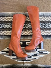 Vintage tan leather 70s Dolcis knee boots uk 6 Eur 39 us 8