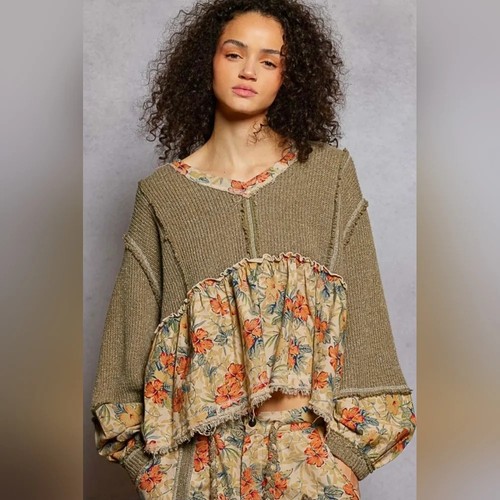 Pol olive green neck cut - cut, &