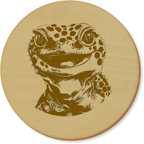Happy leopard gecko coaster - leopard, gecko'