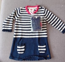 New Jasper Conran Junior J Knitted Dress Navy/White/Red + Matching Tights 3-6 M