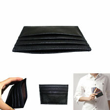 GENUINE LEATHER MENS SMALL ID CREDIT CARD WALLET HOLDER SLIM POCKET CASE BLACK
