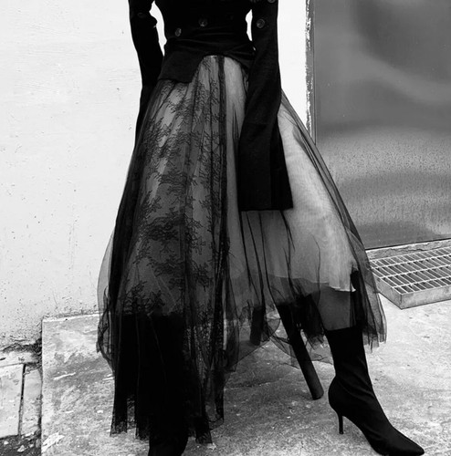 Black full pettiskirt - black,
