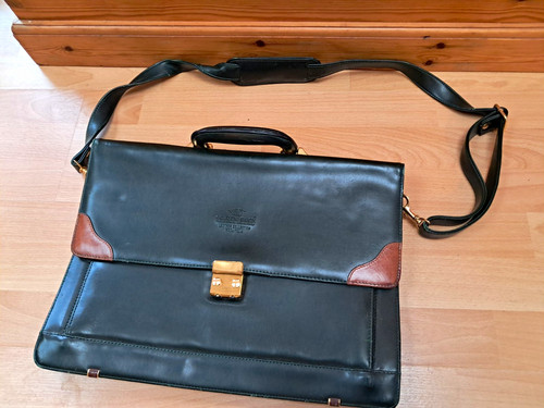 Golden duck leather briefcase - duck,