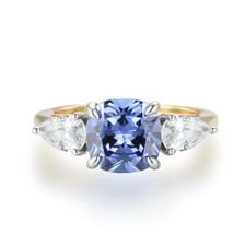Ladies 18 Carat Gold on  Sterling 925 Solid Silver Tanzanite White Sapphire Ring