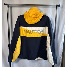 Vintage Nautica jacket back embroidery, yellow navy, size large good condition