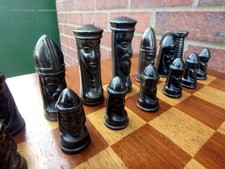 1950s brass Gothic chess set