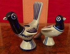 Vtg Pair of Soholm Denmark Pottery Hand Painted Bird Candle Holder s