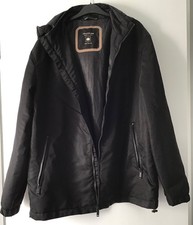 Coat Zara Men Water Repellent Wind Proof Black  Zip Up  Hooded  Size M