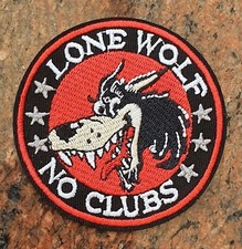 Lone Wolf No Clubs Sew/Iron On Patch 8cm Diameter Biker Motorcycle FREE P&P