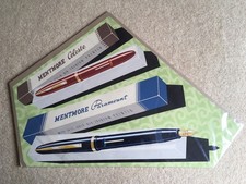 SCARCE C1950s-60s ERA MENTMORE CELESTE AND PARAMOUNT FOUNTAIN PENS ADV POSTER