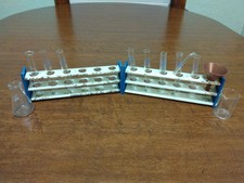 VTG 60's Pyrex Skil Craft Chemistry Beakers Tubes w/Tin Stands From SEARS SET