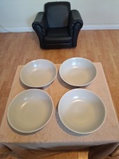 Set of 4 Large Pasta Bowls Studio Stoneware Dishwasher Microwave Grey 9" Wide