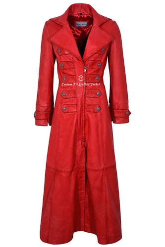 Women red genuine - genuine, leather