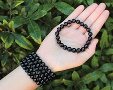 Jet Bead Bracelet: 8 mm Round