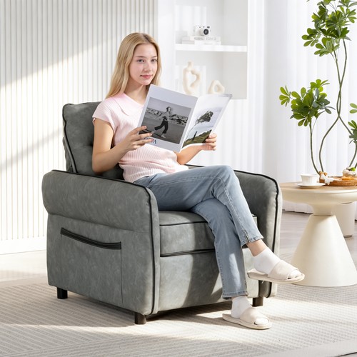 Armchair faux leather - leather, accent