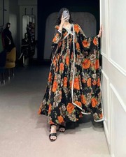 Beautiful 2 Piece Floral Anarkali Indian Asian Wear Suit