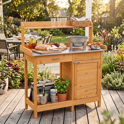 Plant potting table - table, wooden