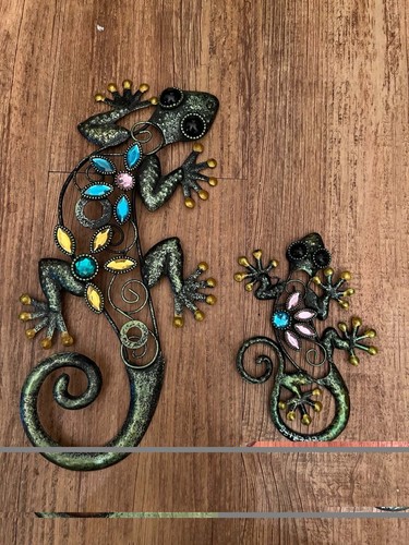 Set metal gecko wall art - set,