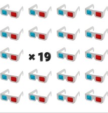 Bundle 19 Pcs 3D TV 3D Glasses Cyan Cardboard Paper Glasses Movie Game 20